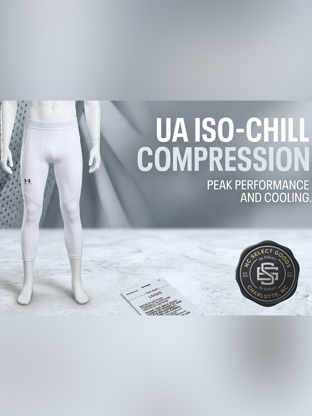 Under Armour Mens Iso-Chill HeatGear 3/4 Compression Leggings White Large NWT⁠